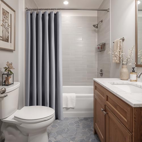 Grey Linen Shower Curtain for Bathroom Cream Boho Farmhouse Shower