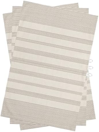 Beige Stripes Kitchen Towels Set of 3, Water Absorbent Dish Towel