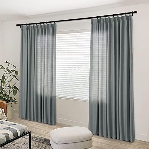 Macochico Pinch Pleated Natual Linen Curtains for Living Room Drapes