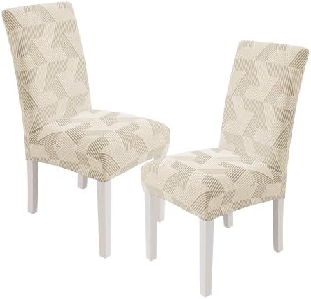 JIVINER Stretch Dining Chair Slipcovers Set of 2, Geometrical Jacquard