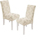 JIVINER Stretch Dining Chair Slipcovers Set of 2, Geometrical Jacquard