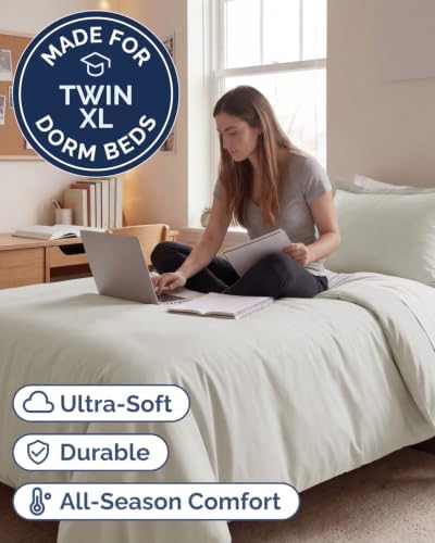 Duvet Cover Twin/Twin XL - 2 Piece Set, College Dorm Room - Ivory