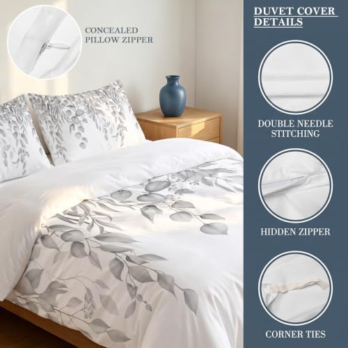 3 Pieces Duvet Cover Farmhouses Watercolor Eucalyptus Leaf Luxury Soft