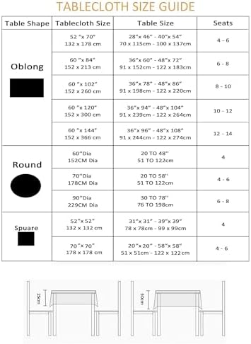EHouseHome Heavy Duty Fabric Tablecloth with White