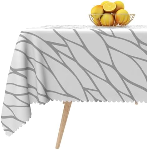 Abstract Gray Stripe Tablecloth Square 60 Inch Casual Abstract