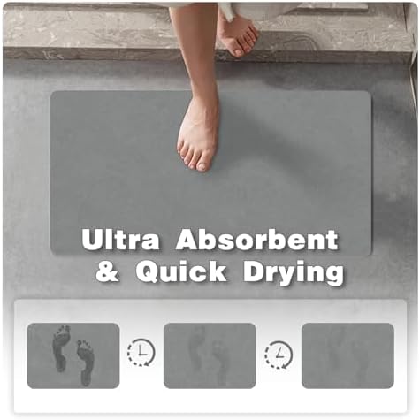 TYUU Thin Bath Mat Runner, Long Bathroom Rugs Non Slip 24x60 Light