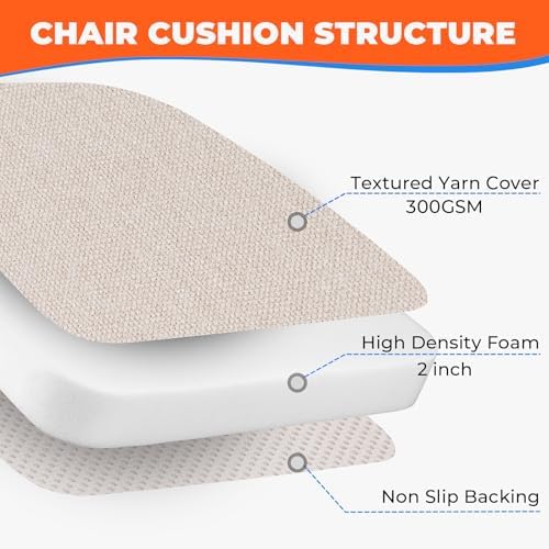 Sunsleek Chair Cushions for Dining Chairs D-Shaped Seat Cushions Chair