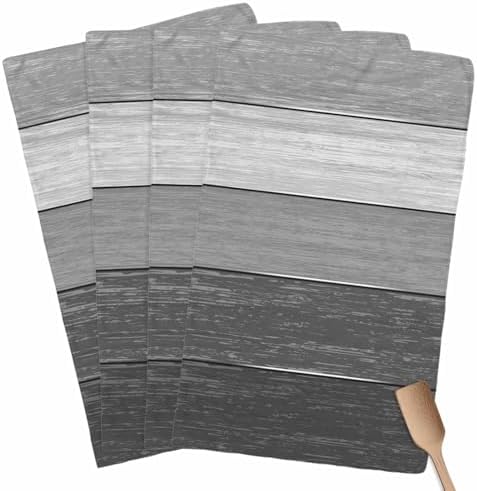Kitchen Towels Dish Cloths 4 Pack 18x28in,Rustic Farmhouse Plank Gray
