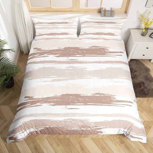 Erosebridal Abstract Brown Duvet Cover Queen Size Modern White Grey