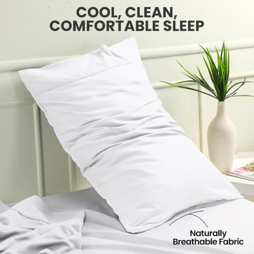 Pillow Covers Queen Size Set of 6, Soft and Comfy Pillow Cases, White