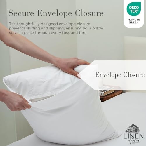 Linen Home Classic 100% Cotton Percale Pillowcases Queen Size