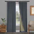Fcosie Velvet Curtain Panels Charcoal Grey, Pinch Pleat Curtains for