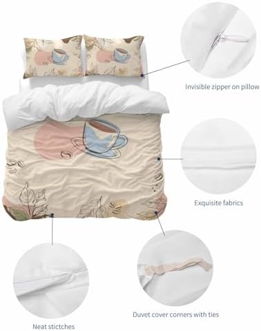 LooPoP Duvet Cover Set Queen SizeBoho Coffee Comforter Sets 3 Pieces