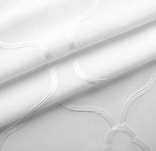 MIUCO Moroccan Embroidery Semi Sheer Curtains Faux Linen Grommet