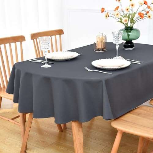 NEWISHER Oval Gray Tablecloth 60 x 120 inch, Polyester Oval Table
