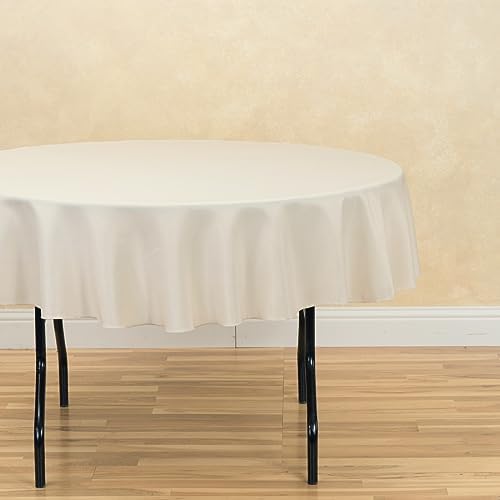 LTC LINENS Tablecloth 70-Inch Round Polyester Tablecloth Beige