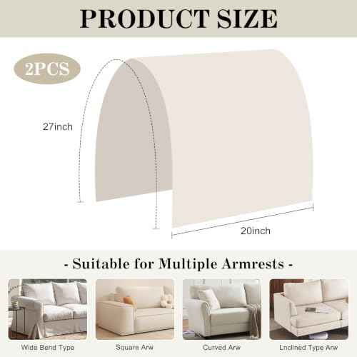 Couch Arm Covers, Set of 2, Waterproof, Khaki