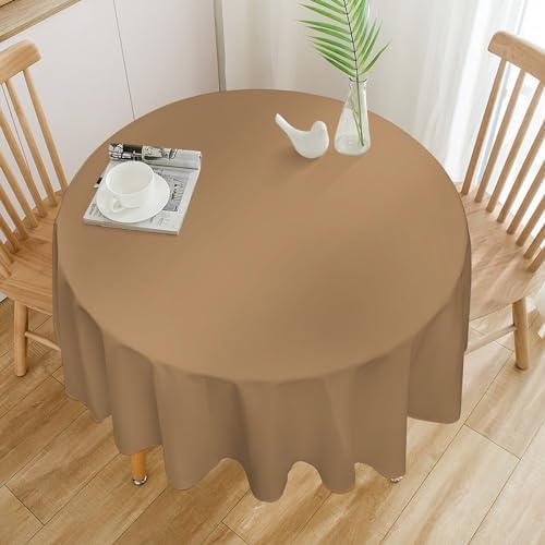 Round Tablecloth Trend Color Warm Beige Table Cover Washable Table
