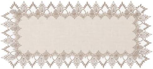 Beige Lace Coffee Table Runners 36 inches Neutral Linen Table Runner