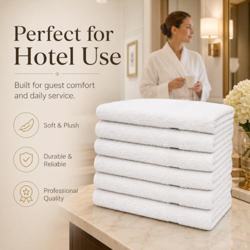 REED & PICK (Pack of 60) White Bath Towels Bulk 20x40 Inches -100%