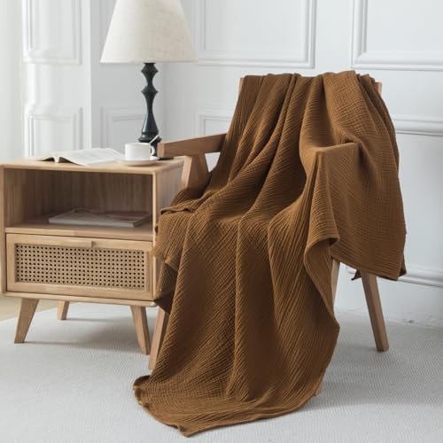 Cotton Muslin Throw Blanket, Vintage Indoor and Outdoor Use