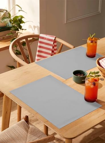 Pure Colors Grey Pattern Placemats Set of 6 Washable Table Mats for