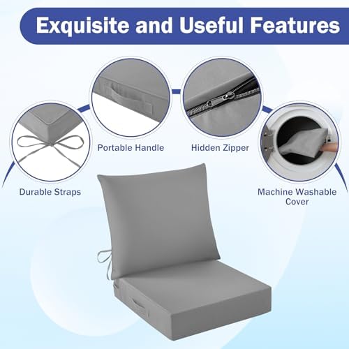 IASEAHK Outdoor Seat Cushion Set, Waterproof & Fade Resistant Patio