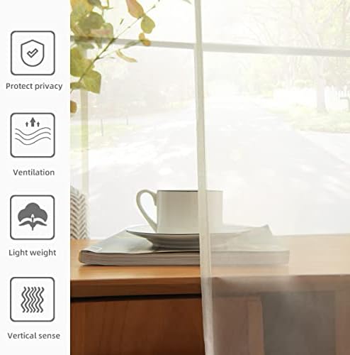 youleyar Solid Sheer Rod Pocket Curtain Voile Draperies 2 Panels White