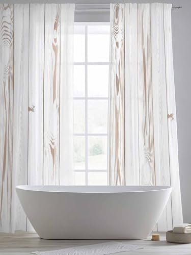 Sheer Curtains 108 Inches Long 2 Panels Set for Living Room, White