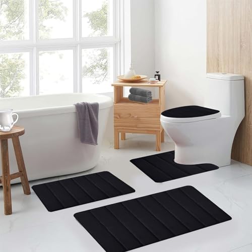 4-Piece Bathroom Rug Set - 2024 Soft Absorbent Memory Foam Mats