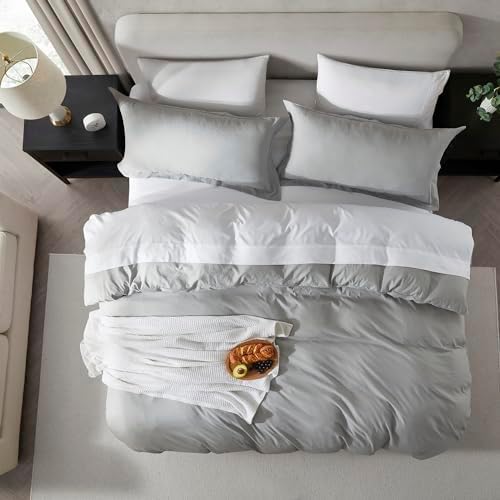 Nestl Twin Duvet Cover Set - Soft Double Brushed Light Grey Duvet