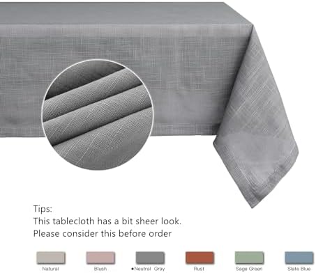 maxmill Lux Faux Linen Tablecloth with Slubby Yarn Textured Weaves