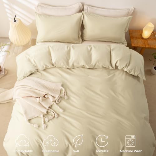 OAITE Duvet Cover Set 100% Washed Cotton Solid 3pcs