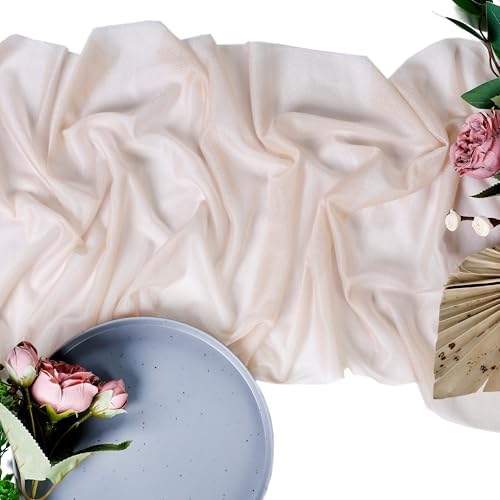 Pack of 10 Premium Chiffon Table Runners 12 x 108 Inch - Nude
