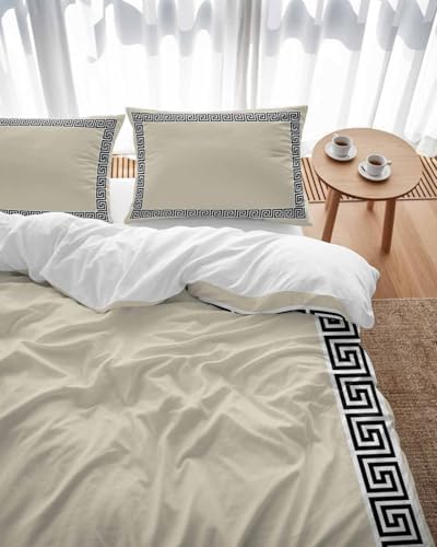 LooPoP Duvet Cover Set Queen Size Geometric Greek Key Design Comforter