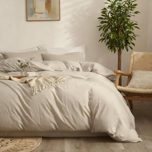 Soft 100% Washed Cotton Full Size Duvet Cover Set