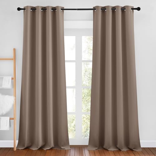 NICETOWN Cappuccino Blackout Bedroom Curtains 96 inches Long, Grommet