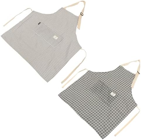 2pcs Adjustable Cooking Apron with Pocket, Cotton Linen Xmas