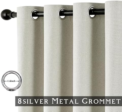 ChrisDowa Greyish Beige Blackout Curtain 120 Inch Long 2 Panels for