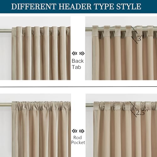 PRIMROSE Champagne Velvet Curtains 120 inch Long for Living Room,Set