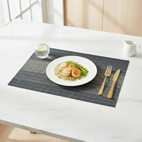 Vinyl Woven Placemats Set of 6, Washable and Durable Table mats