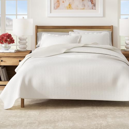 Great Bay Home Full/Queen Quilt Set - 3-Piece Solid, Channel-Stitched