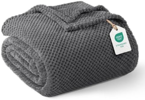 Exclusivo Mezcla Soft Waffle Fleece Bed Blanket King Size, Gray