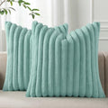Pallene Faux Fur Decorative Throw Pillow Covers 22x22 Set of 2, Aqua