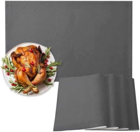 Charcoal Gray Placemats Set of 8, Vintage Minimalist Solid Color Micro
