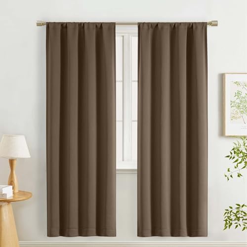 Lecloud Brown Room Darkening Curtains for Bedroom 72 Inches Long 2