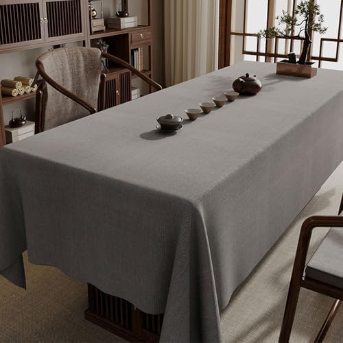 RUANLOV Cotton Linen Wrinkle Free Table Cloths, Cotton Linen