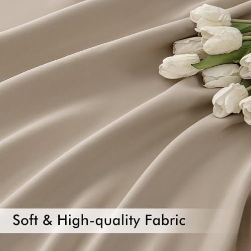MIULEE Taupe Back Tab Blackout Curtains 52x96 Inch Long 2 Panels Set