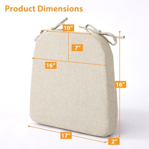 Ruqmuis Chair Cushions for Dining Chairs, 2" Thick Seat Cushions for