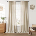 Aersas Linen Curtains 52x90 Inches Long for Living Room, Eggshell